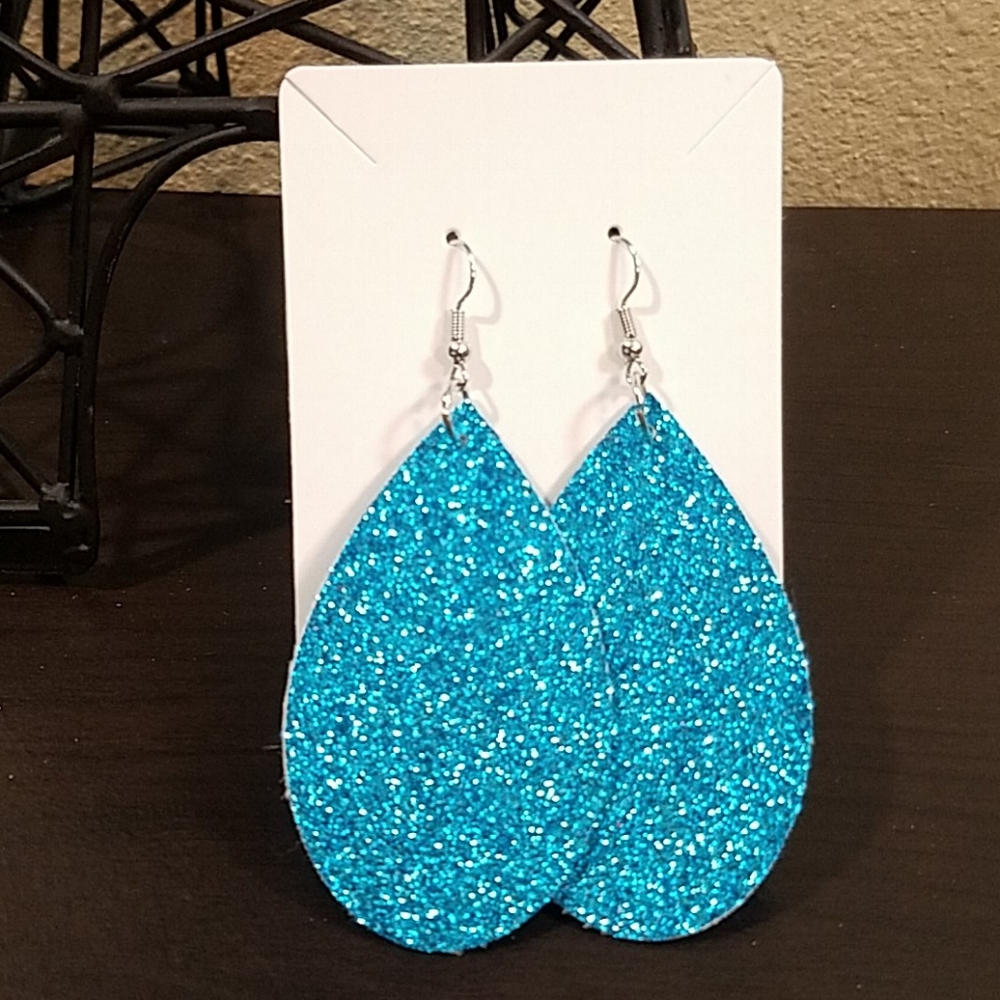 Fine Glitter Faux Leather Earrings - Picture 3 of 3